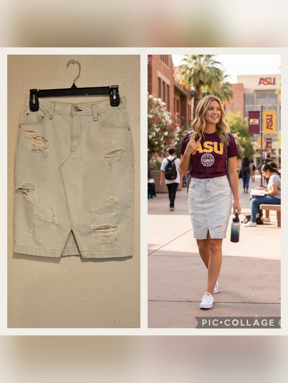 RAG & BONE==Distressed Light Wash Denim Skirt